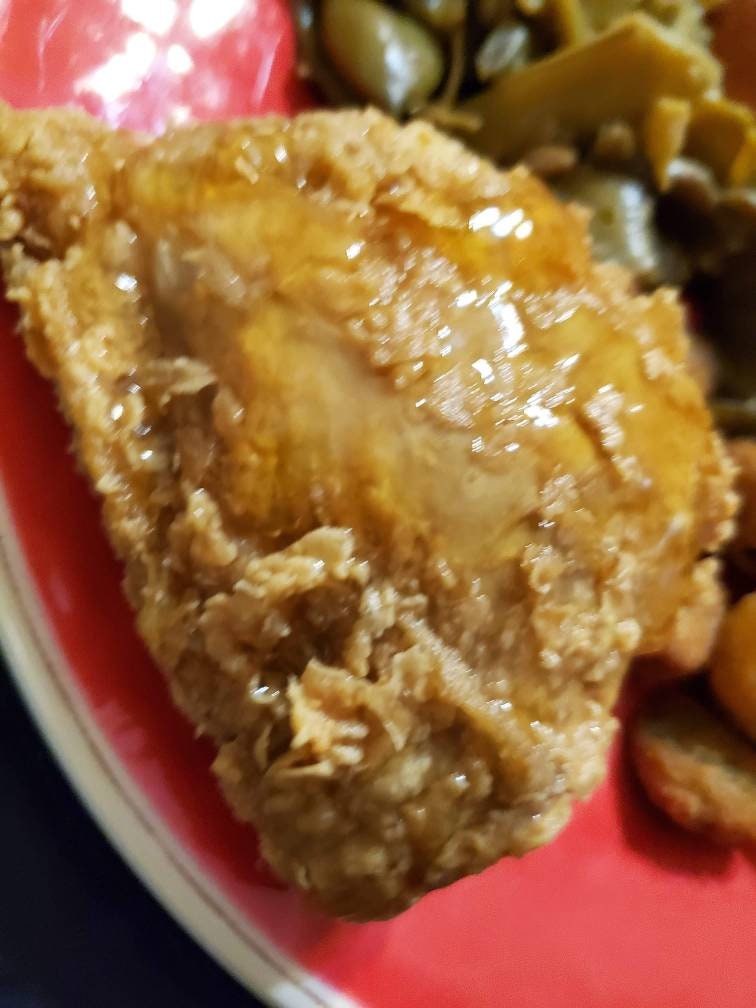 habanero smoked honey on fried chicken