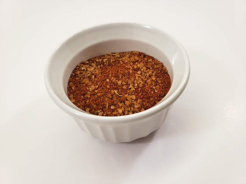 Ancho steak rub blend in a ramekin