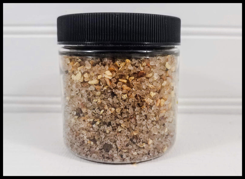 serrano garlic sea salt in a jar